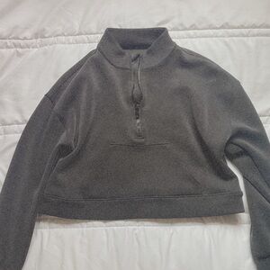 kids black half-zip cropped sweatshirt